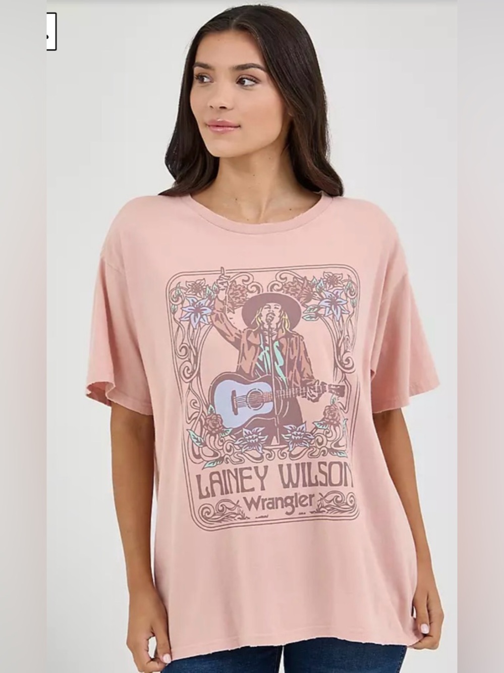 WRANGLER x LAINEY WILSON OVERSIZED BAND TEE misty rose size small NEW